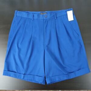 Caviar Threads Vintage Blue Bermuda Chino Shorts 38 cuffed pleated cotton